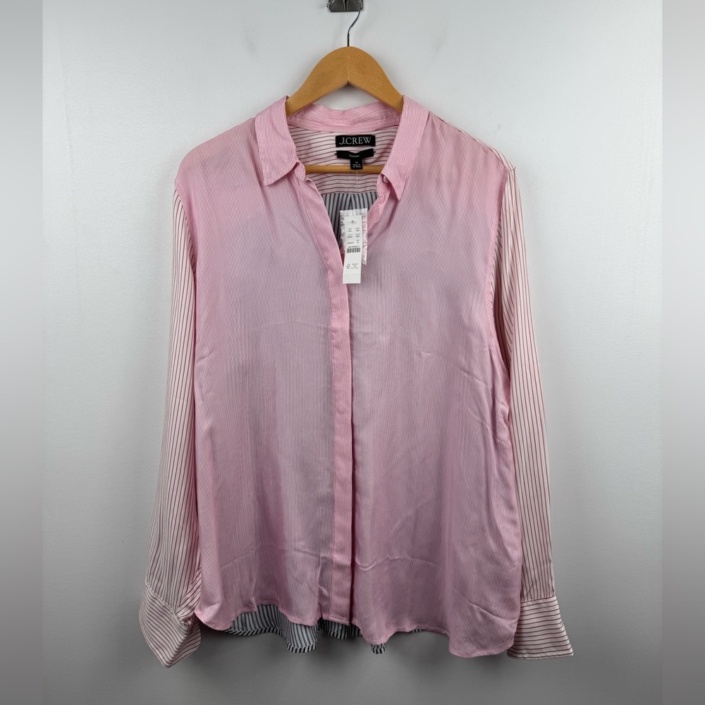 NWT J.Crew Women Limited Edition Classic Fit Cupro Stripe Shirt Size 18